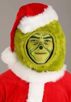Dr. Seuss' The Grinch - Deluxe Santa Open Face Costume -Caufields Store the grinch adult santa open face 2