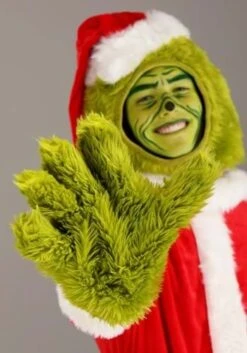 Dr. Seuss' The Grinch - Deluxe Santa Open Face Costume -Caufields Store the grinch adult santa open face 3