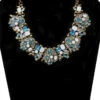 Cluster Collar Clear & Blue Jewel Necklace