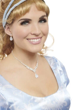 Rhinestone Teardrop Necklace & Earring Jewelry Set