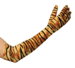 Tiger Print Velour Gloves