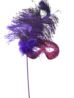 Purple Festive Party Mask On Stick