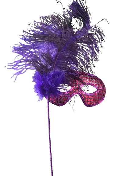 Purple Festive Party Mask On Stick 1 Purple Festive Party Mask On Stick