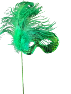 Green Festive Party Mask On Stick