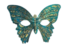 Blue And Gold Glitter Butterfly Half Mask
