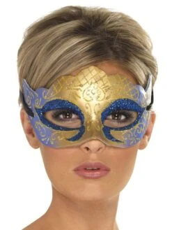 Venetian Mask - Gold, Purple And Blue Colombina