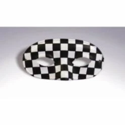 Italian Shiney White & Black Checker Domino Half Mask